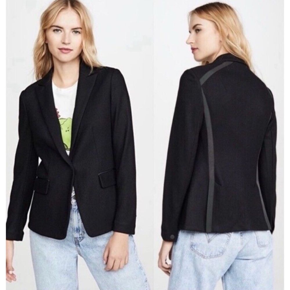 595$ Rag & Bone Womens Size 4 Black Lexington 100% Wool Tailored Blazer Jacket